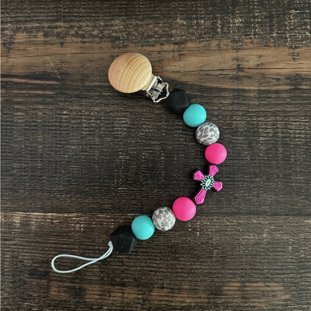 Colorful Beaded Pacifier Clip
